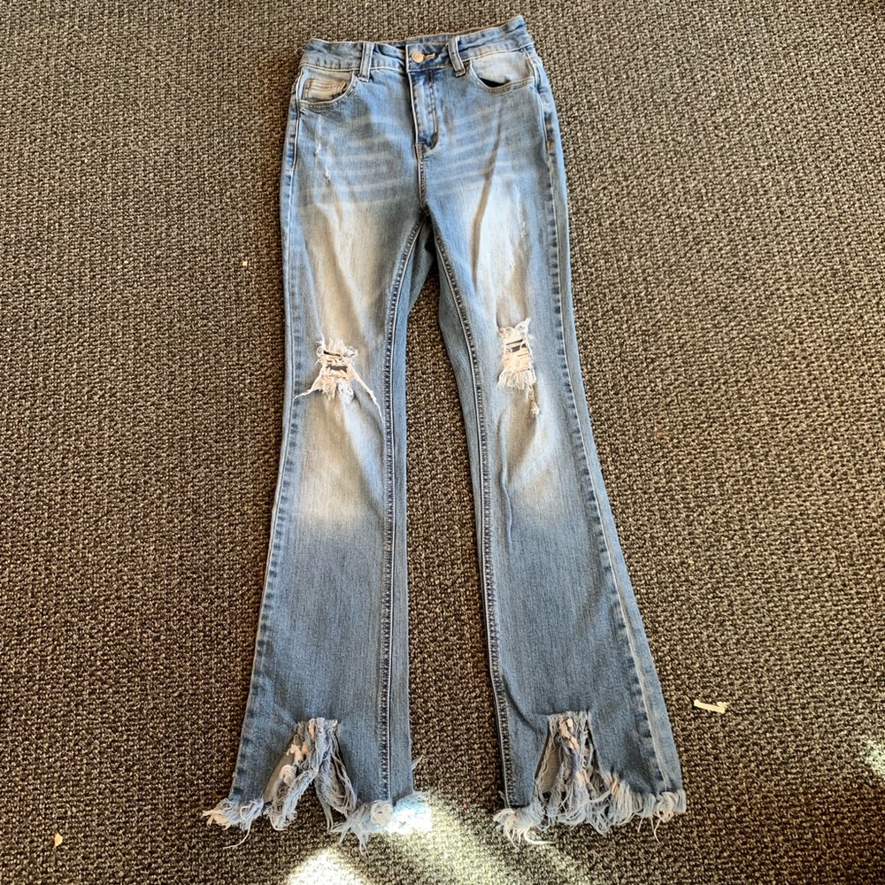 Forever 21 distressed flare jeans